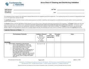 competency checklist for Accu-Check-II Cleaning & Desinfecting