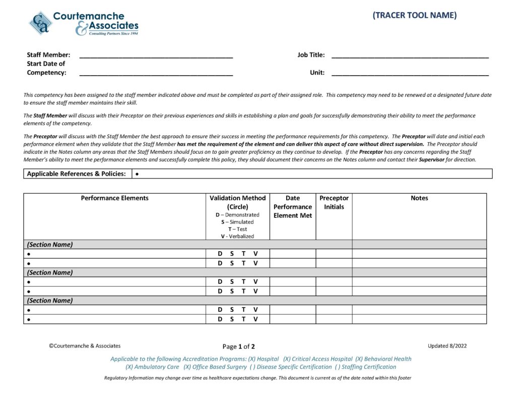 Competency Assessment Checklist Tool Resources C A Competency Assessment Checklist Tool Resources C A