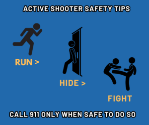 Active shooter safety instruction infograph
