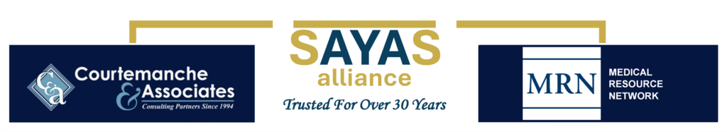SAYAS Corporate logo with courtemanche & Associates and Medical resource network images