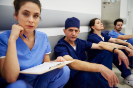 Tired staff of surgical team