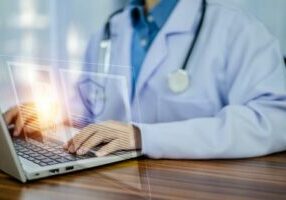 Doctor using secure internet to access documents